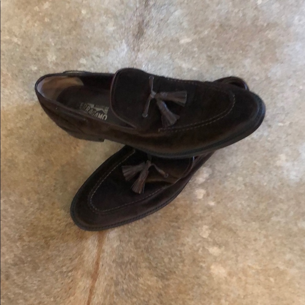 Ferragamo brown suede loafers size 13